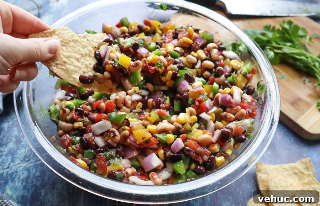 10-Minute Southern Caviar (Redneck Dip) Recipe for Parties 4 Beans and corn
