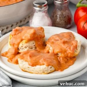 Quick Homemade Tomato Gravy Recipe for Savory Meals 7 Tomato gravy over biscuits.