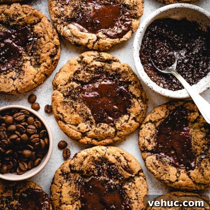 Espresso cookies with dark chocolate chunks.