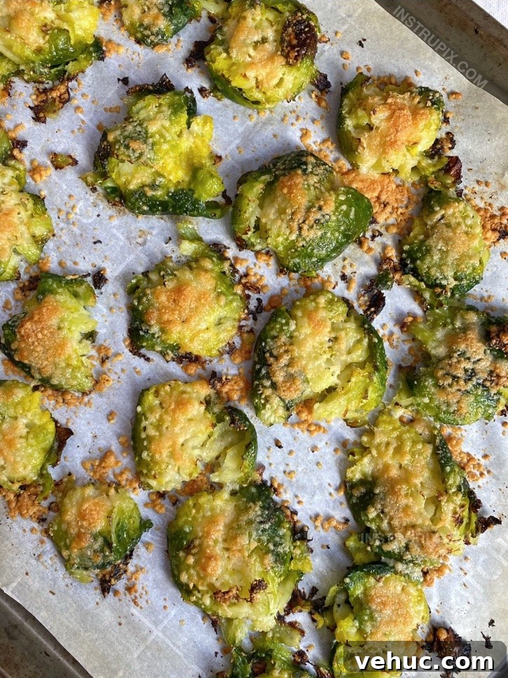 Crispy Smashed Brussels Sprouts with Garlic and Parmesan 2 Smashed & Roasted Crispy Brussels Sprouts with garlic and parmesan.