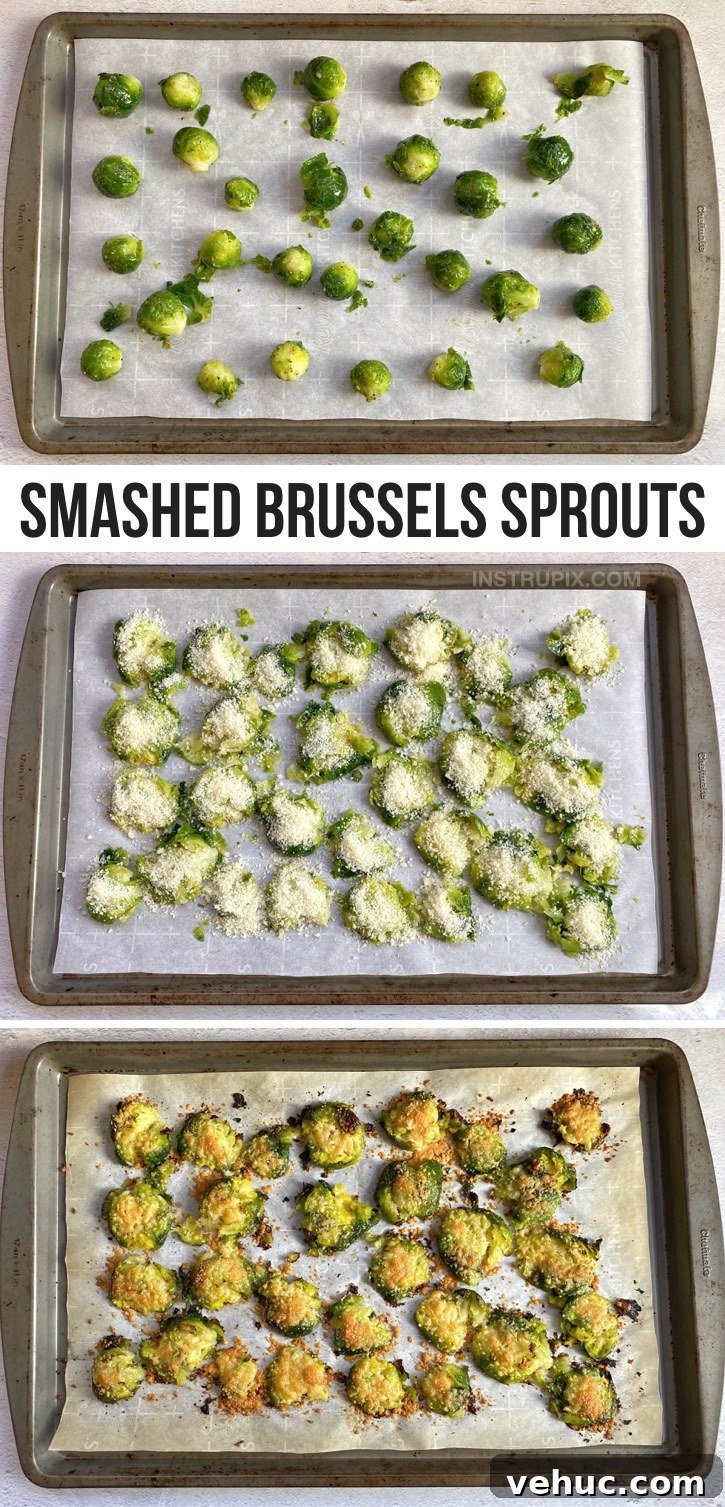 Crispy Smashed Brussels Sprouts with Garlic and Parmesan 12 Smashed & Roasted Crispy Brussels Sprouts with garlic and parmesan.