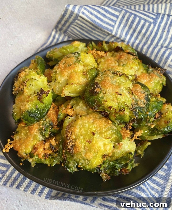 Crispy Smashed Brussels Sprouts with Garlic and Parmesan 8 Crispy Smashed Brussels Sprouts with Garlic & Parmesan.