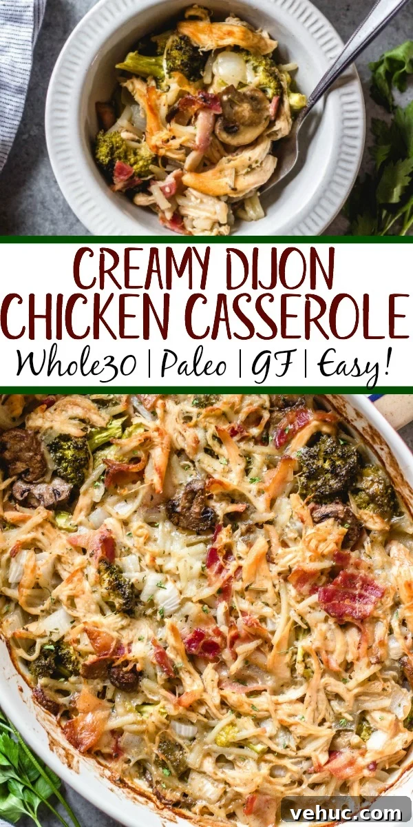 Creamy Dijon chicken casserole with vegetables and bacon Creamy Dijon chicken casserole with vegetables and bacon