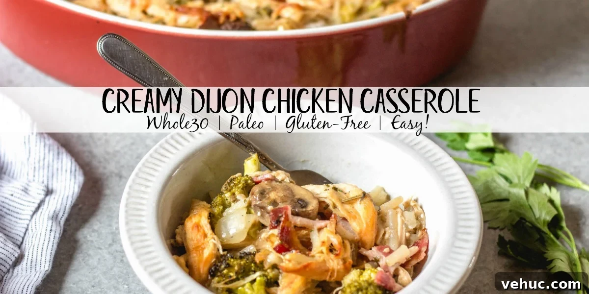Creamy Dijon chicken casserole, ready to serve Creamy Dijon chicken casserole, ready to serve
