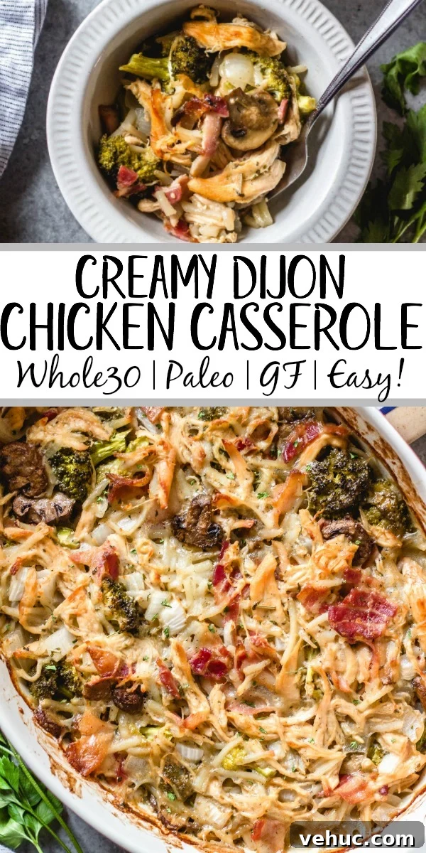 Baked creamy Dijon chicken casserole topped with golden crust Baked creamy Dijon chicken casserole topped with golden crust