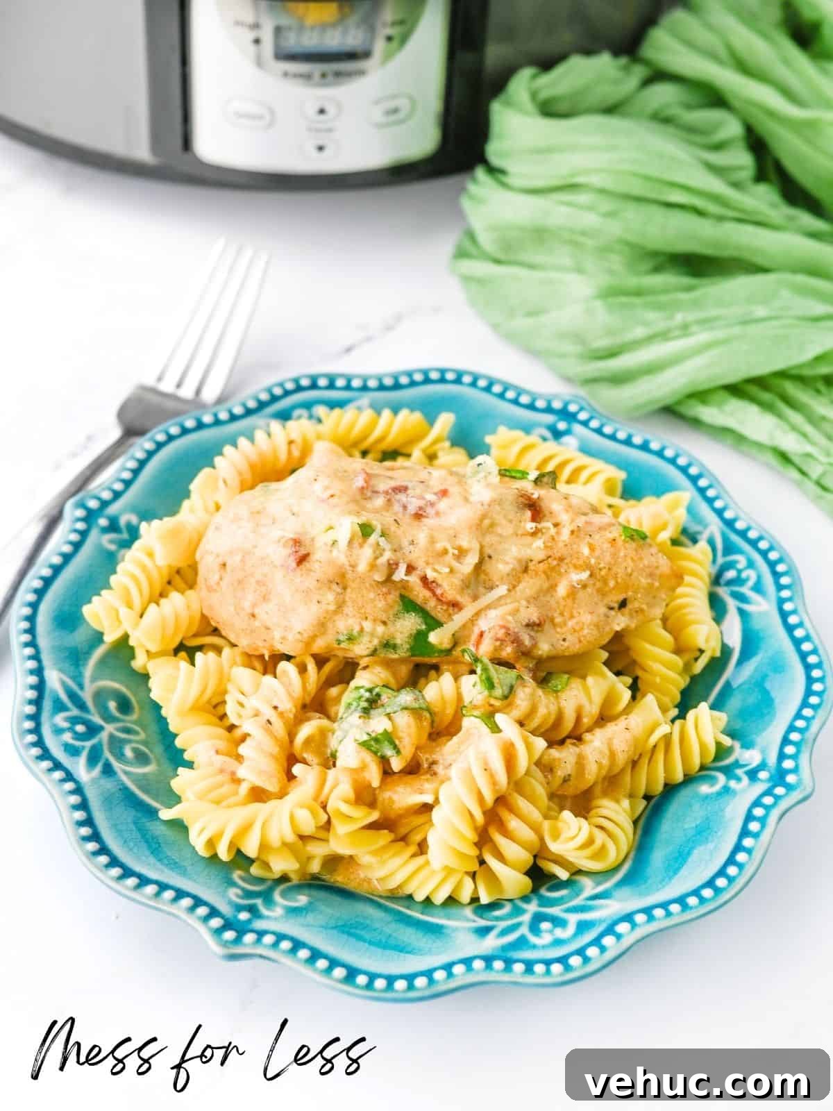 Crockpot Marry Me Chicken Recipe for Tender, Creamy Flavor 3 marry me chicken on blue plate
