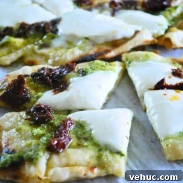 Grilled Flatbread with Pesto and Mozzarella