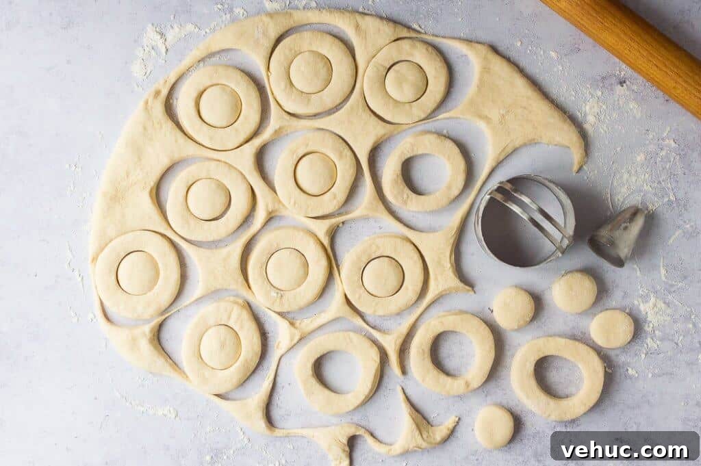 vegan glazed doughnuts step 4 - cutting out the doughnuts