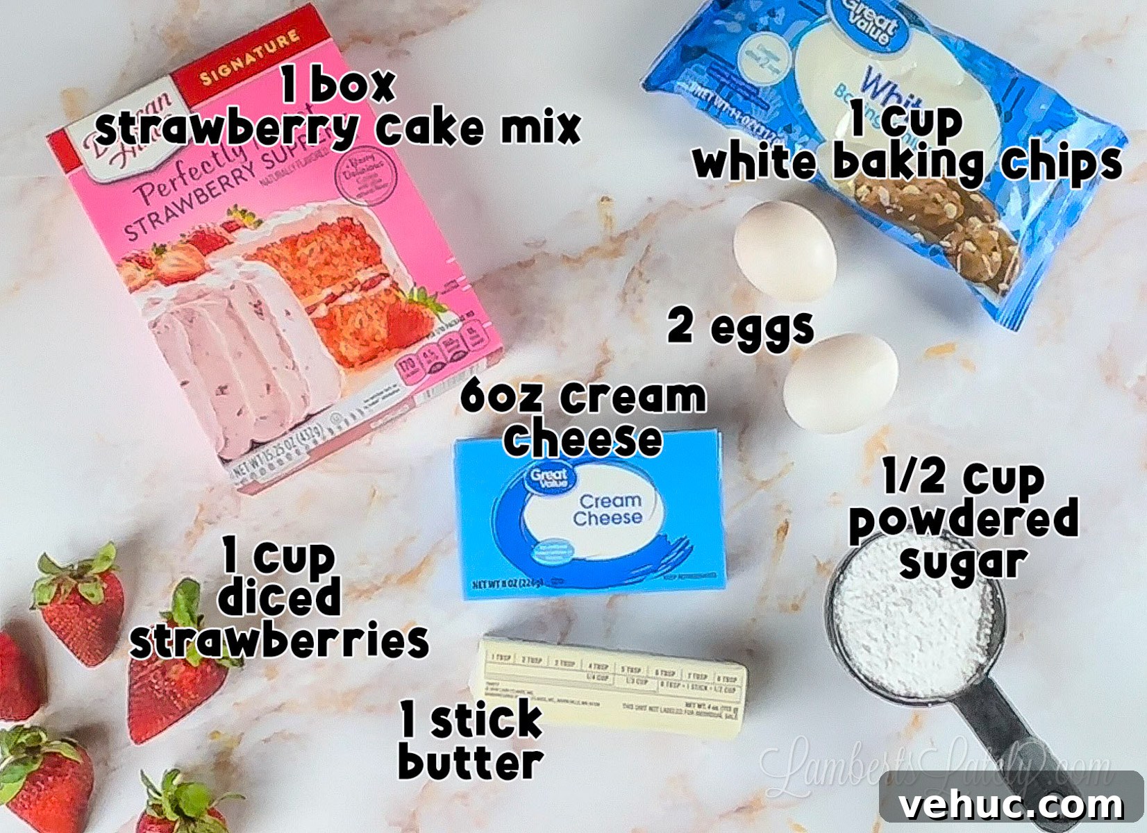 Strawberry Cheesecake Cookies Made with Cake Mix 3 ingredients for strawberry cheesecake cookies.